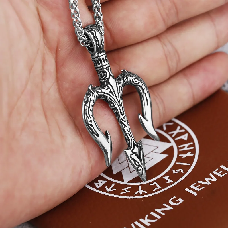 

Poseidon Poseidon Trident Titanium Steel Pendant Fashion Sweater Chain Men's Hip Hop Personality Stainless Steel Necklace