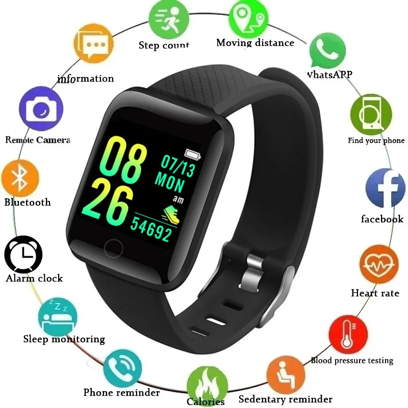 

116Plus Wristbands Smart Watch for men Sports Fitness Tracker Smartwatch Heart Rate Blood Pressure Activity Monitor Women watch