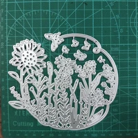 flower grass sunflower butterfly circle metal cutting dies mould scrapbook embossed photo album decoration card making diy