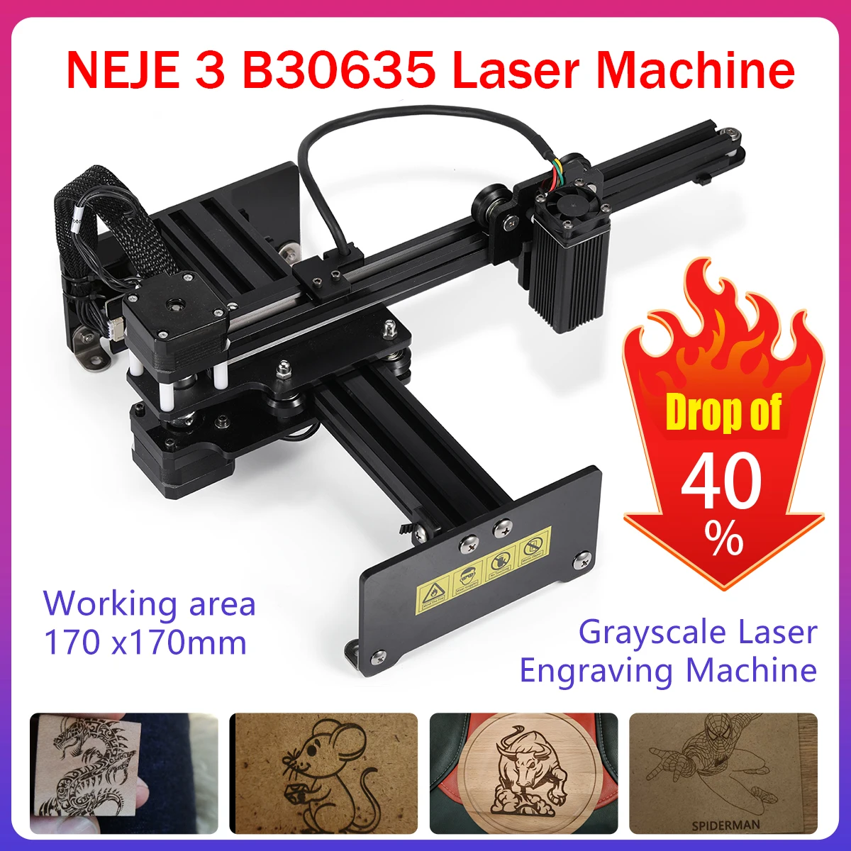 NEJE 3 405nm Laser Engraver Engraving Machine Wireless APP Control LaserGRBL Lightburn 32-Bit Fast Grayscale Engraver