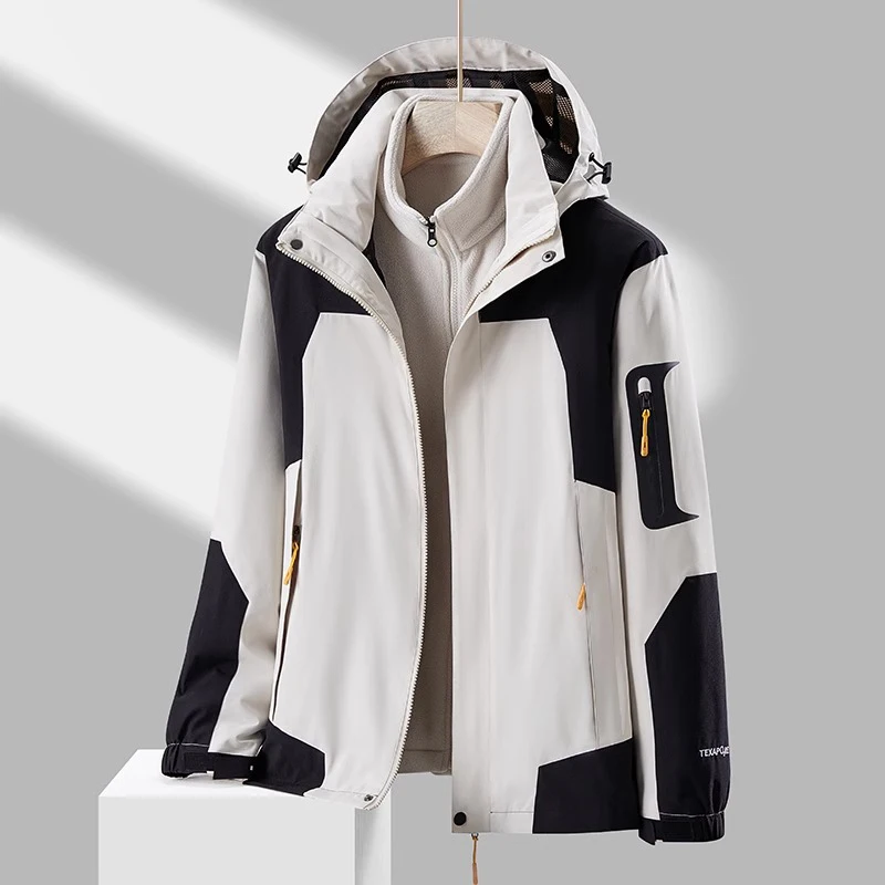Fashion Brand Jacket Outerwear Men's 2024 Spring and Autumn New Three-in-One Detachable Mountaineering Suit Winter Flee...