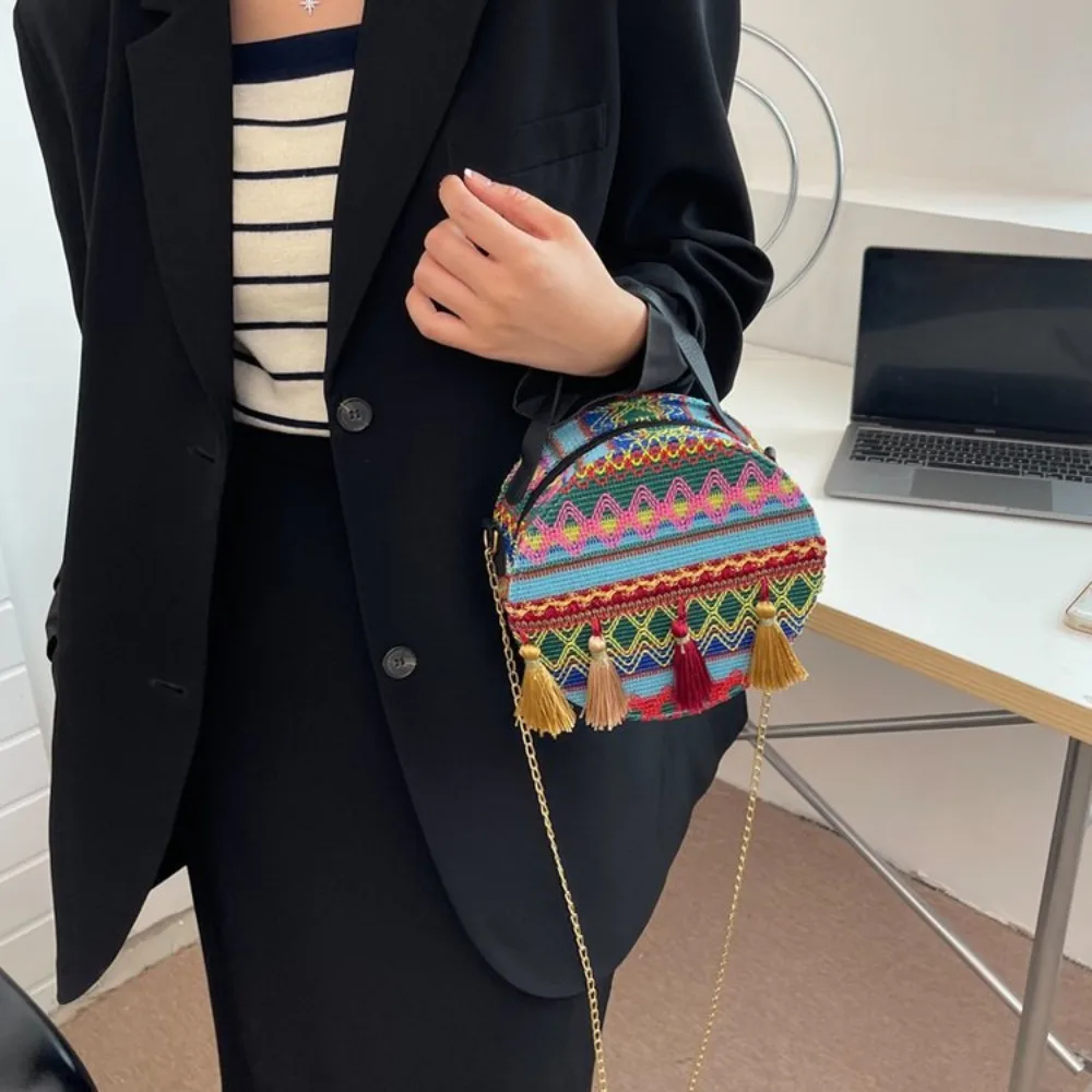 

Woven Shoulder Bags New Rainbow Stripe Handmade Bohemian Handbags Crossbody Bag Beach