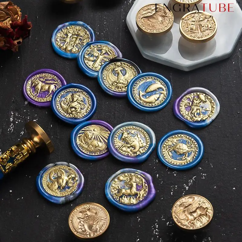 3D Тисненая Печать созвездия огненный лак печать Лев Дева сагиттари Pisces Gemini воск