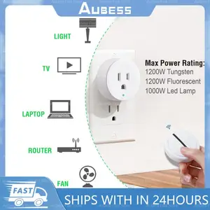 Aubess Mini Remote Control Outlet Wireless Plug Adapter With Remote 500ft Range Wireless Light Switch For Household Appliances
