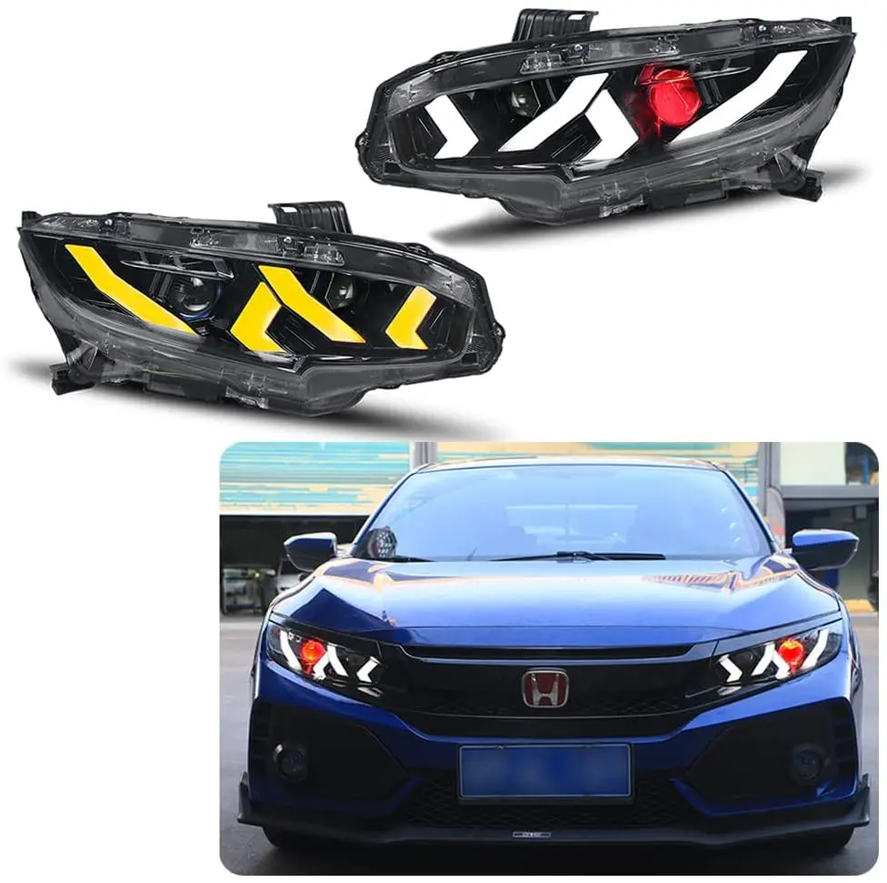 

Светодиодный ная фара DRL для Honda Civic 10 поколения 2016-2021 с последовательным световым индикатором анимации Star Up