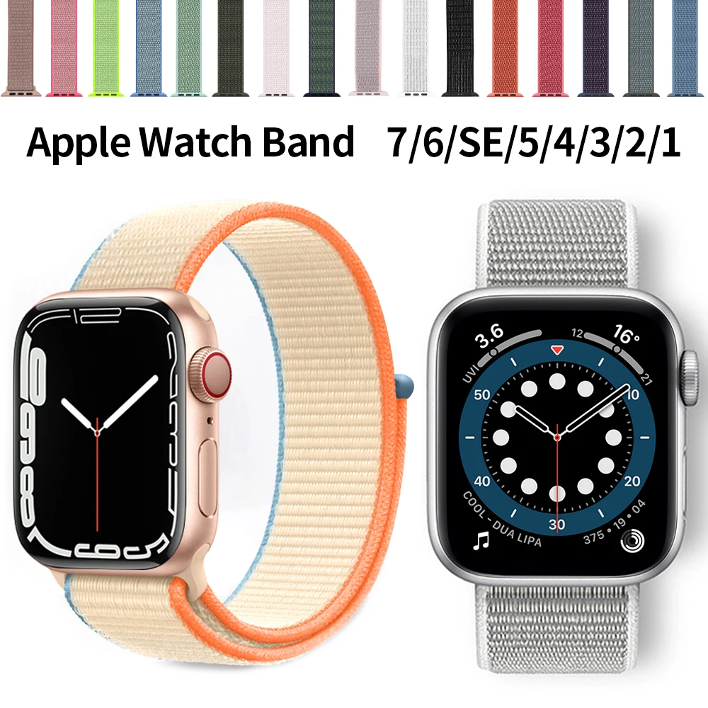 

Нейлоновый ремешок-петля для Apple Watch Band 44 мм 40 мм 45 мм 41 мм 38 мм 42 мм Ремень-браслет Спортивный ремешок для часов iWatch Series 7 se 6 5 4 3 2 1