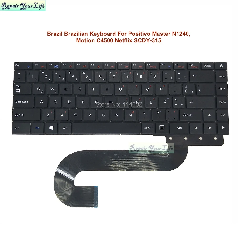 Notebook Brasil Teclado Brasileiro para Positivo Mestre N1240 Movimento C4500 Netflix Scdy315 Teclado Português br pt Layout Novo