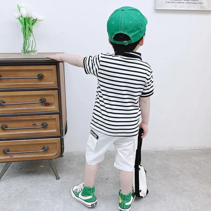2022 Baby Boys Summer Casual Clothing Outfit Kid Short Sleeve Cotton Polo Shirt Shorts Set Toddler Boys Clothes Suit 2-9 Years