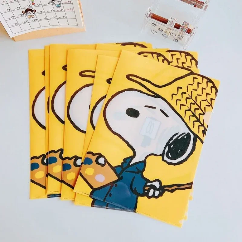 Пластиковая L-образная папка Snoopy милый мультяшный студенческий бумажный зажим
