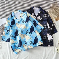 summer mens hawaiian shirts 3d animal black cat printed short lapel sleeve tops hawaii beach crane shirts men vintage y2k style
