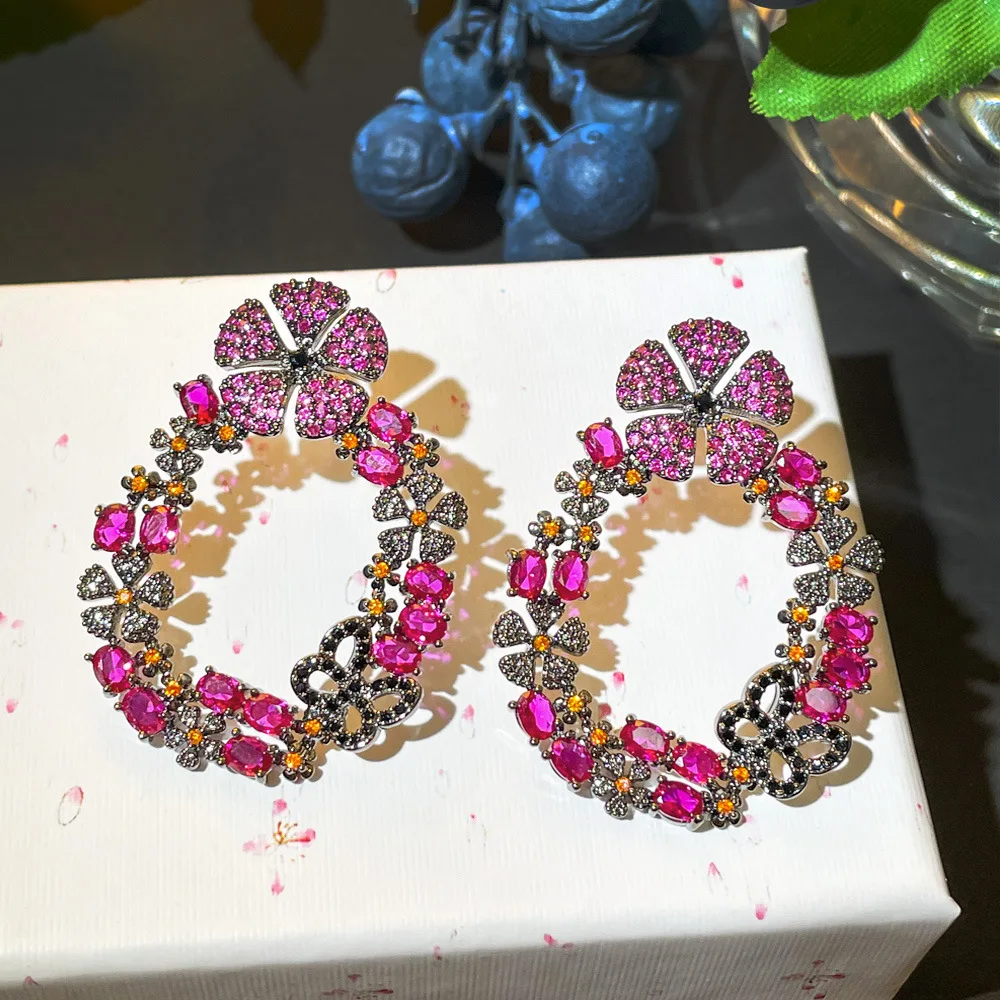 

Женские крупные серьги с цирконом CIZEVA, большие круглые серьги из черного золота, 2022