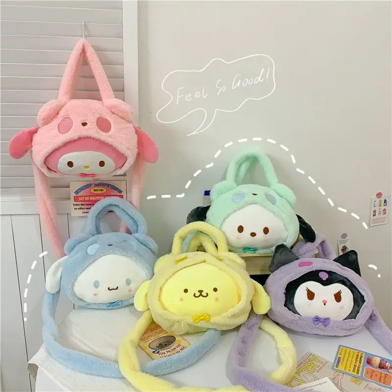 

Kawaii Sanrio аниме My Melody Kuromi Cinnamoroll новая мультяшная плюшевая Студенческая сумка через плечо женская сумка-мессенджер милый подарок Y2K