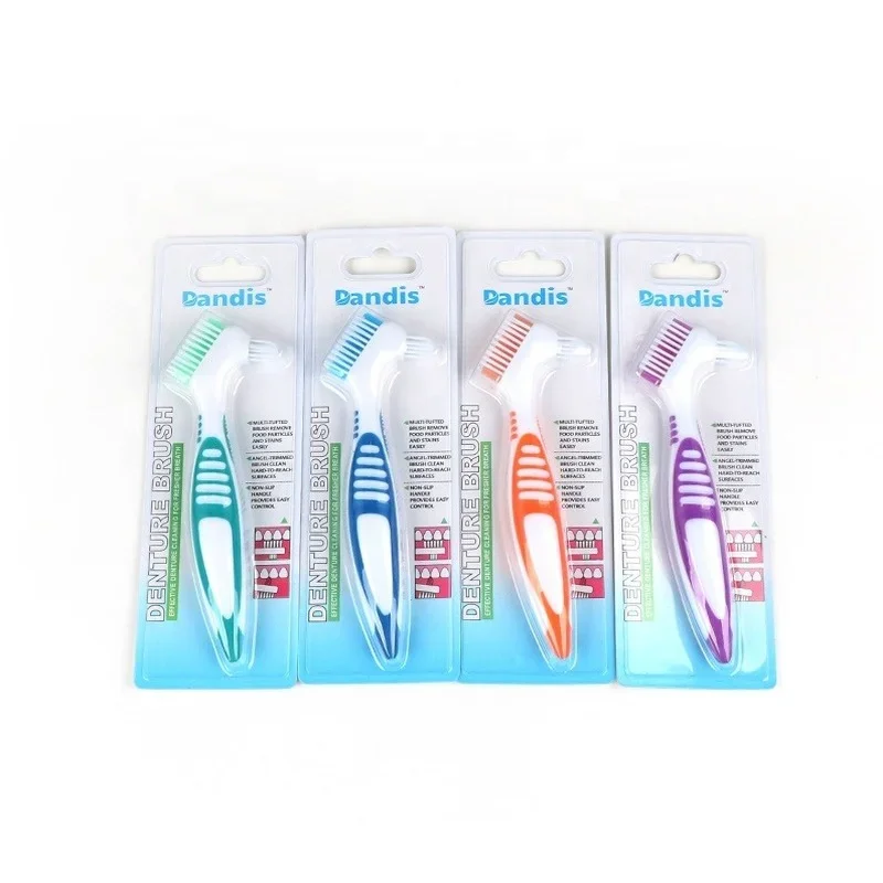 

Щетка для чистки зубных протезов, щетинки и эргономичная резиновая ручка, многослойная щетинка, искусственная зубная щетка