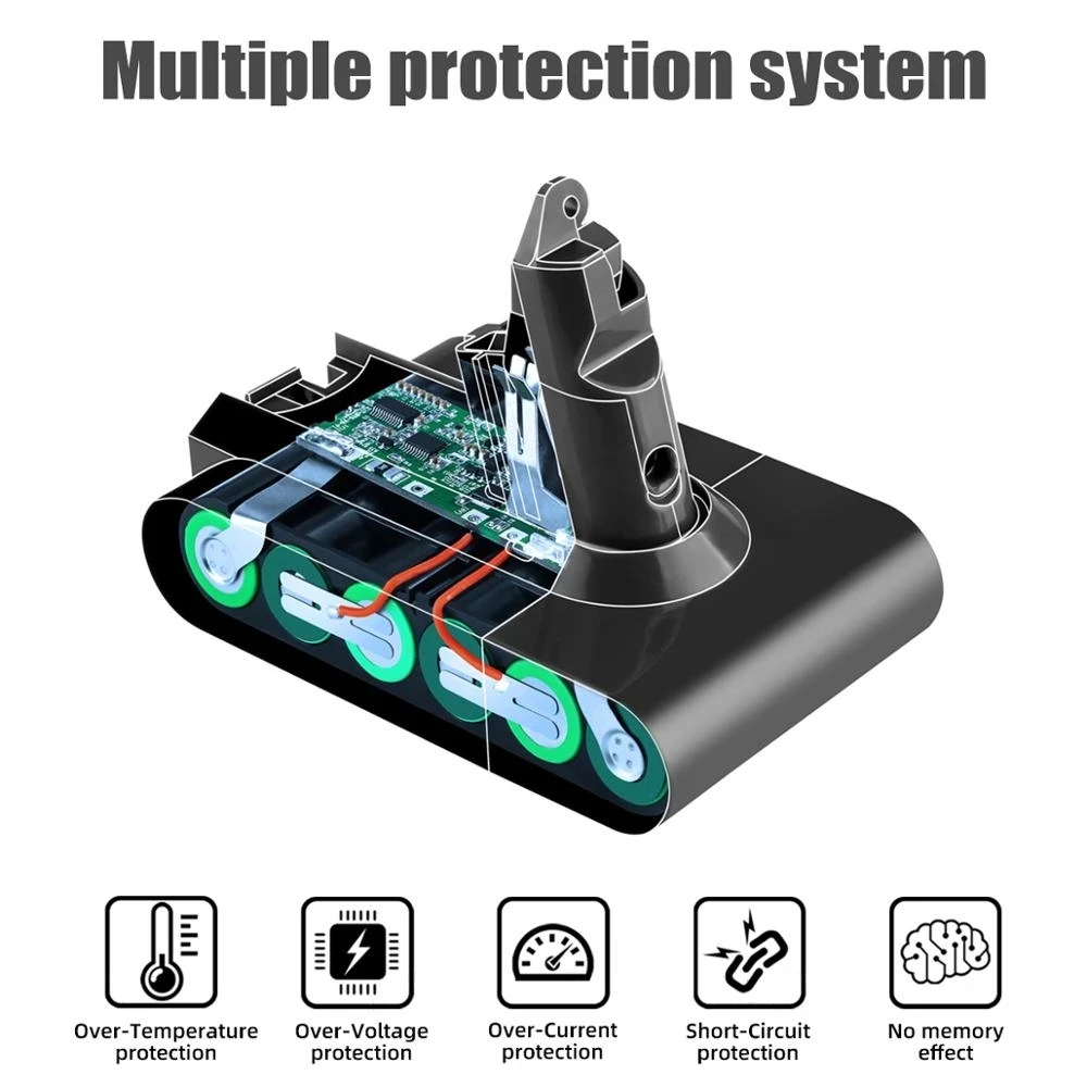 Фото Сменный литий-ионный аккумулятор для Dyson V6, 21,6 в, 4500 мАч, батарея для DC58, DC59, DC61, DC62, SV09, SV07, SV03, SV04, SV06, 3,0 мАч и 4,0 мАч №3