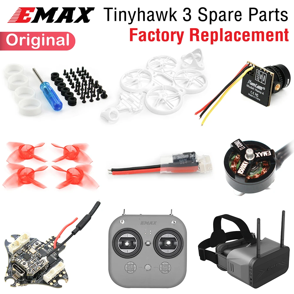 

EMAX Tinyhawk 3 FPV Racing Drone Spare Parts Goggles Propeller Transmitter Receiver Motor Frame Flight Controller ESC Original