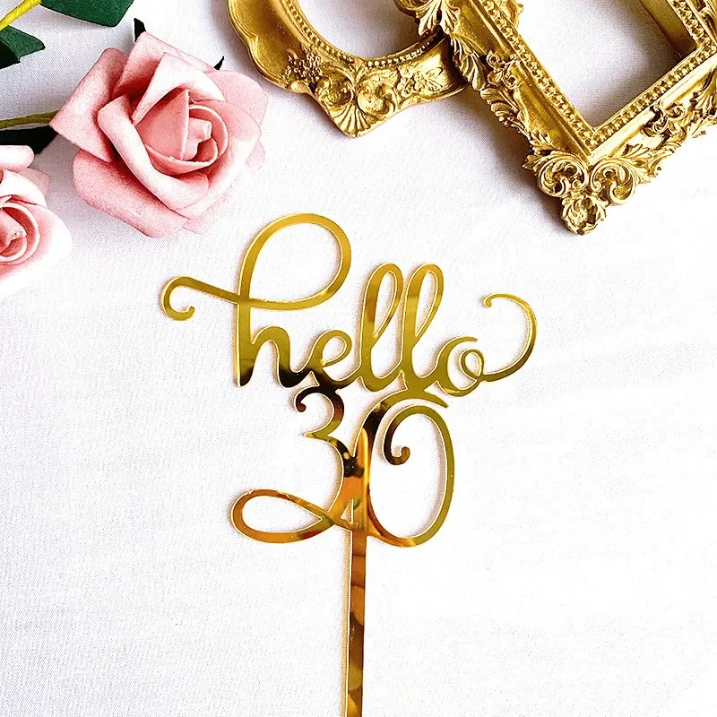 

Gold Acrylic Happy Birthday Cake Topper Sweet16 20th 30th 40th Special Age Birthday Party Decoration Supplies