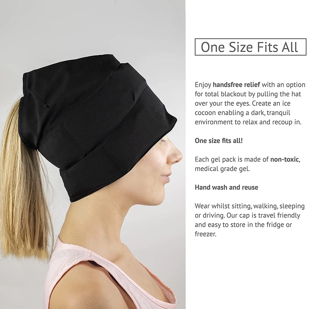 New Migraine Gel Ice Hat Cooling Headache Pack Wearable Cold Therapy Wrap for Tension Sinus Pressure Pain Relief Stress Reliever |