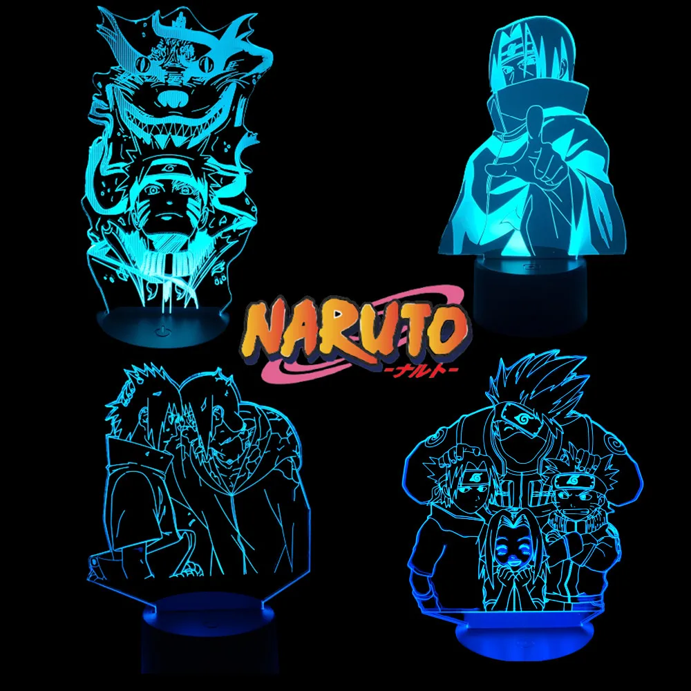 

Naruto Anime Figure 3D Nightlights Gaara Uzumaki Itachi Uchiha Sasuke Lamp Action Figure Shippuden Kakashi Boruto Room Decor Toy