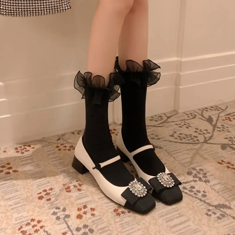 Size 33-40 Natural Genuine Leather Women Heels Shoes Print Designs Birthday Party Wedding Shoes Fashion High Heel Shoes