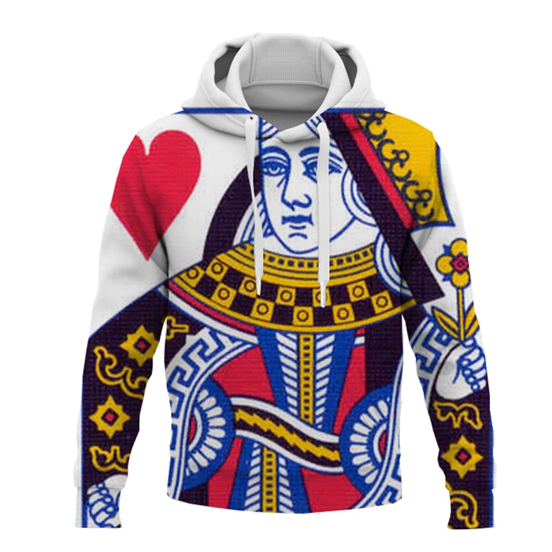 

Funny Series Playing Cards Man's Hoodie Casual Loose Man Sweatshirt Cool Graffiti Harajuku Style Kids Pullover Sweatshirts