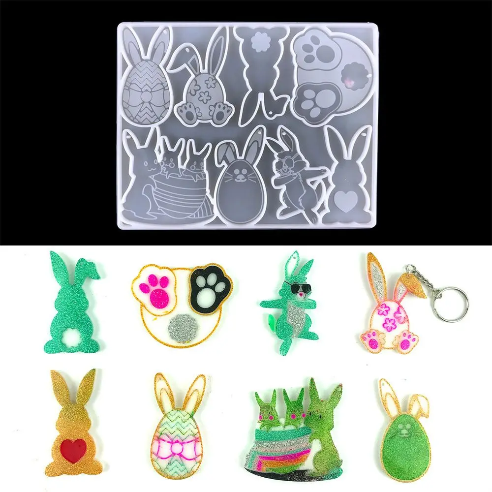 

Fashion Jewelry Bag Pendant DIY Handcraft Happy Easter Easter Keychain Mold Silicone Mould Bunny Key Ring