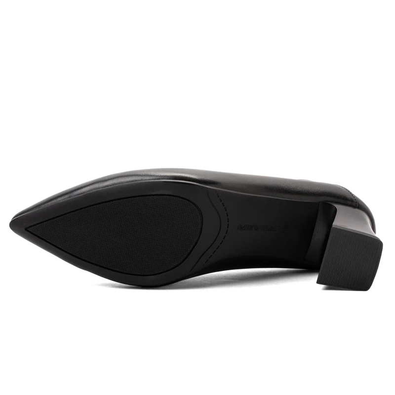 34-42 Summer High Heel Shoes Cowhide Pointed Thin Heel Comfortable Shallow Mouth Thick Heel Women's High Heel Shoes Large