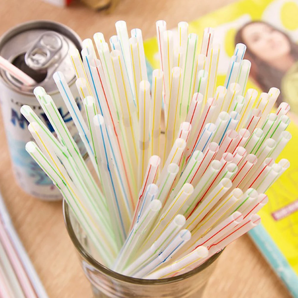 

500pcs Birthday Party Non Toxic Washable Wedding Disposable Accessories Drinking Straw Colored Bendable PP Celebration