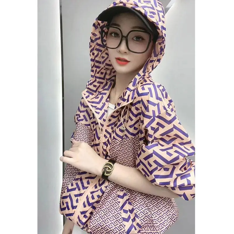 

Summer Autumn Hooded Jacket Women Sweatshirt Thin Windbreaker Long Sleeve Bomber Jacket Military Korean Fashion Coats Zip New