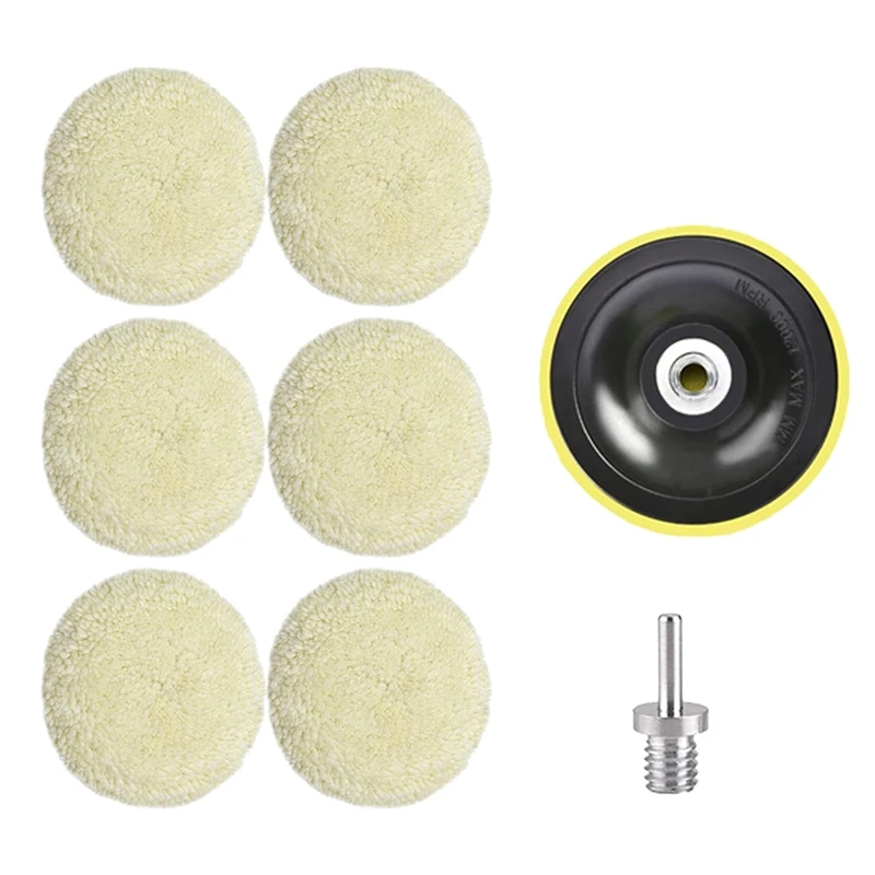 

6 шт., 7-дюймовые полировальные колодки, шерстяные полировальные колодки с крючком и петлей, полировальная Подложка для автомобильного полир...