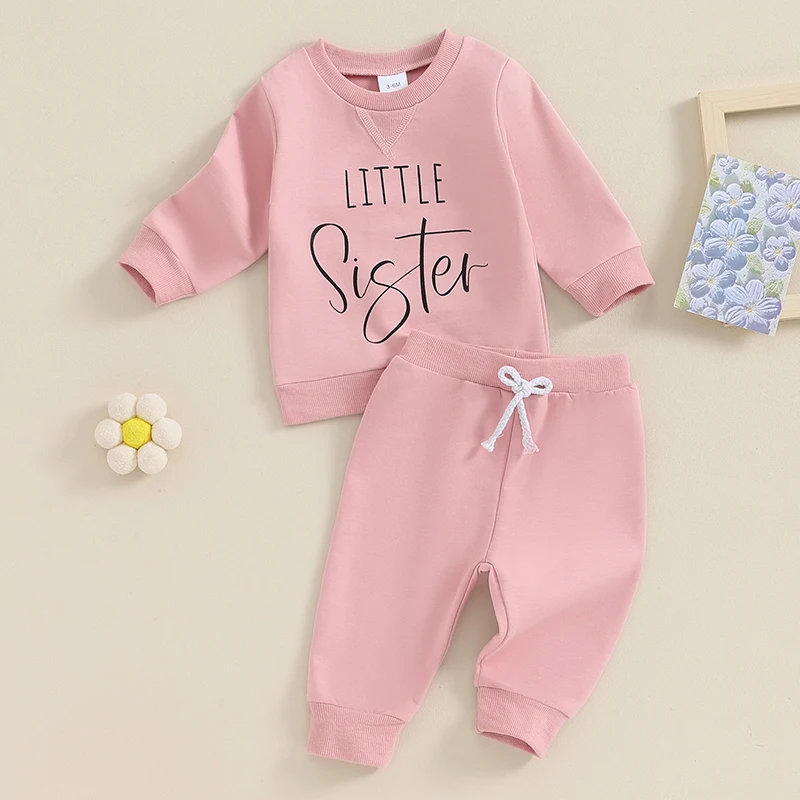 

Комплекты одежды для маленьких девочек, свитшот с милым принтом и штаны для младенцев, 2 предмета