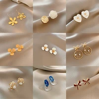 2022 new simple ins style summer flower earrings female personality sen fresh earrings s925 silver needle