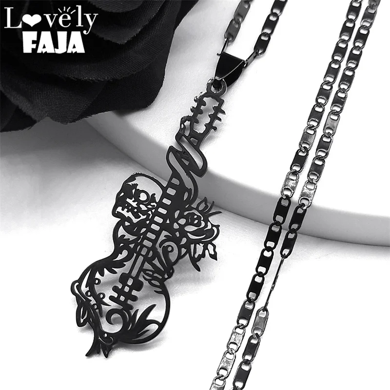 Колье с музыкальными инструментами NZZZ519S03 из нержавеющей стали