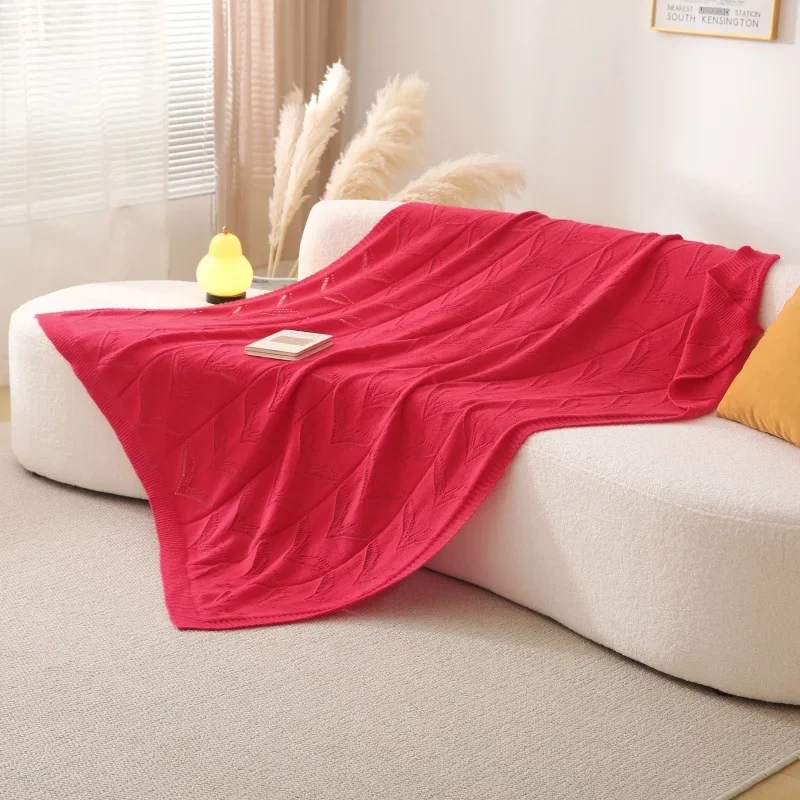 Простое однотонное вязаное шерстяное автомобильное авиационное одеяло домашнее