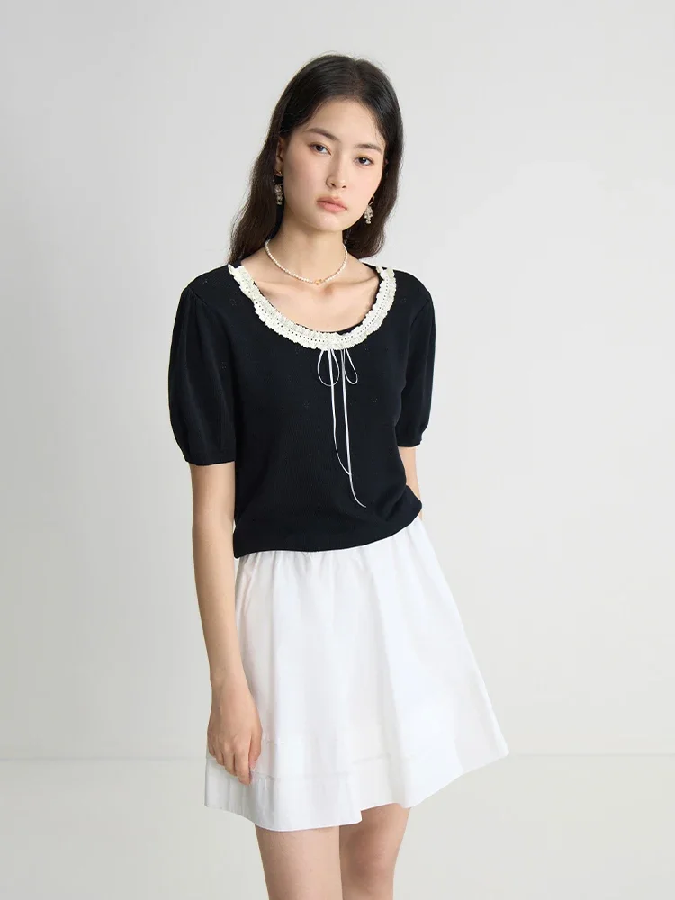 Женская трикотажная футболка с круглым вырезом