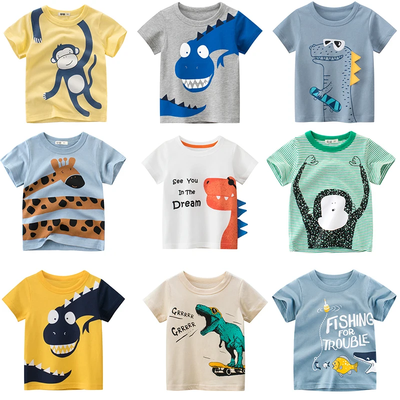 

Children's Summer T- Shirts Toddler Boys Cartoon Dinosaur Print Tops Graphic Clothes