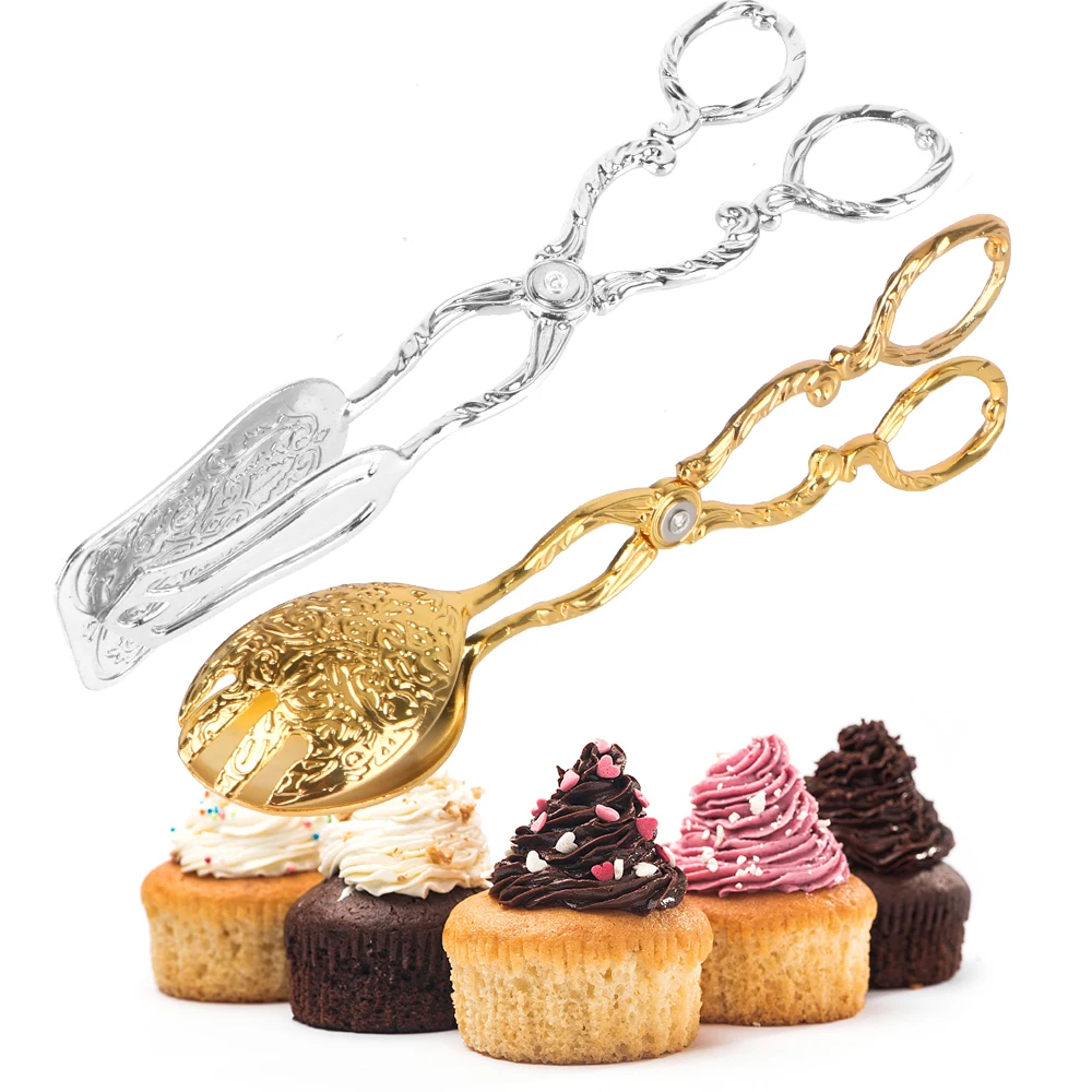 Щипцы для буфета инструмент выпечки и барбекю зажим салатов Позолоченные Фрукты