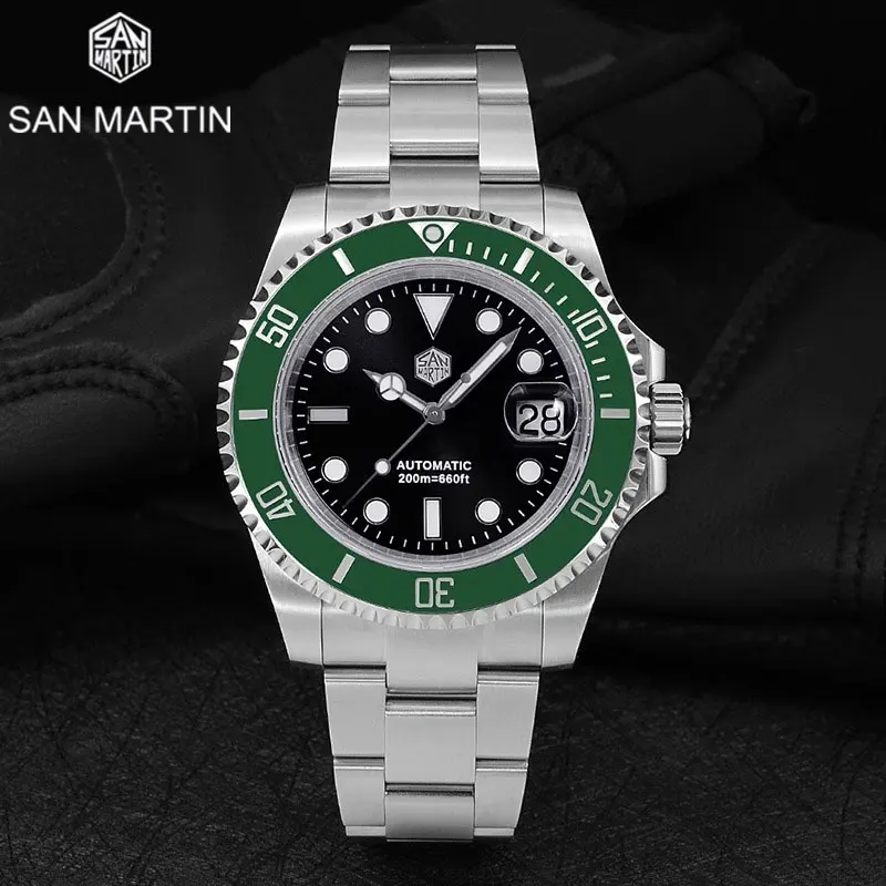 

Автоматические механические мужские часы San Martin PT5000, роскошные часы с водным призраком, сапфировым стеклом, датой и циклами, 20 бар