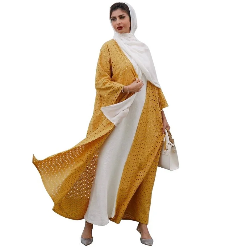 Middle East Fashion Cardigan Two-piece Sets Cotton Jacket Abaya Femme Southeast Asia Summer 2022 Muslimischen Sets Hijab