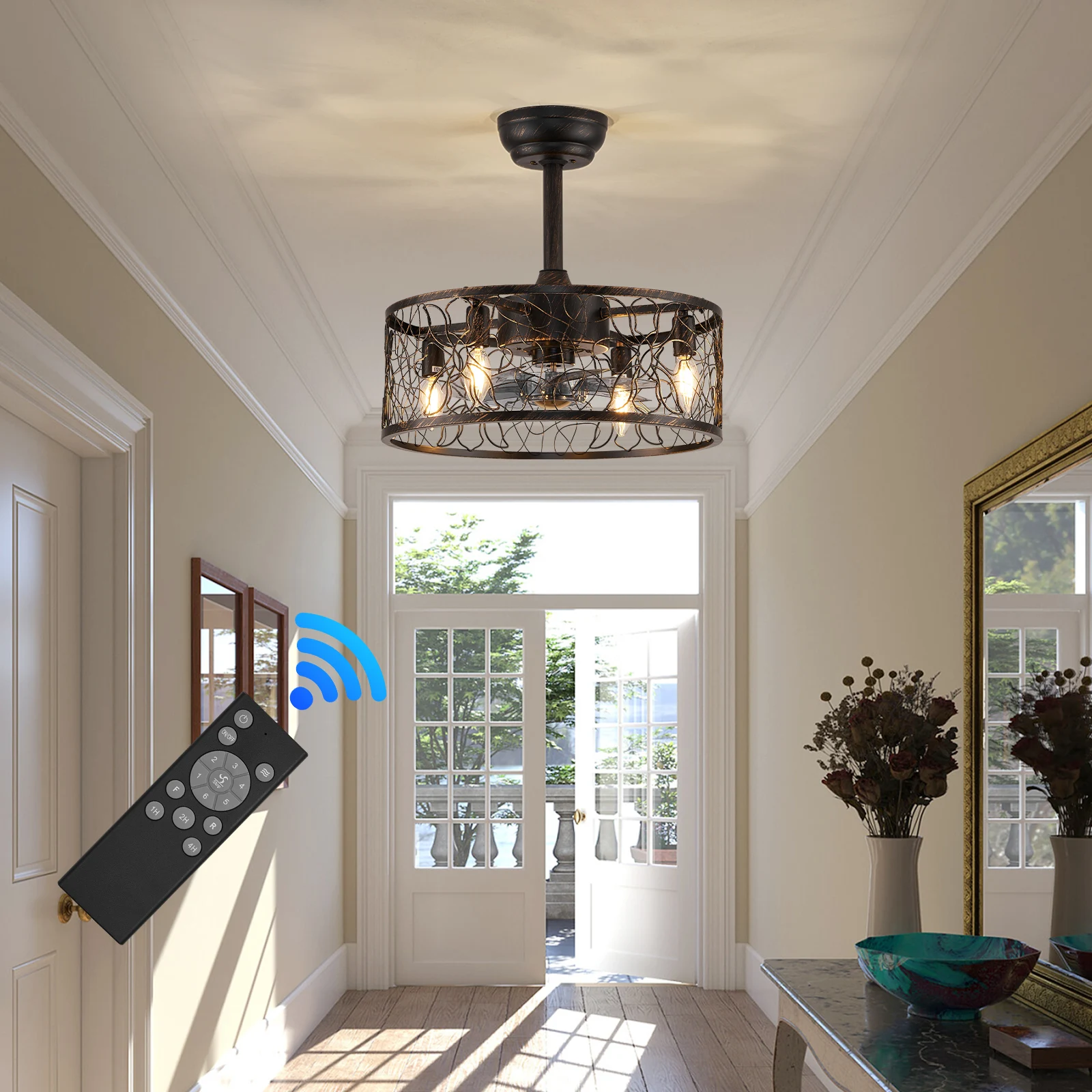 Потолочный ретро-вентилятор со светодиодной лампой подвесной вентилятор 42 дюйма