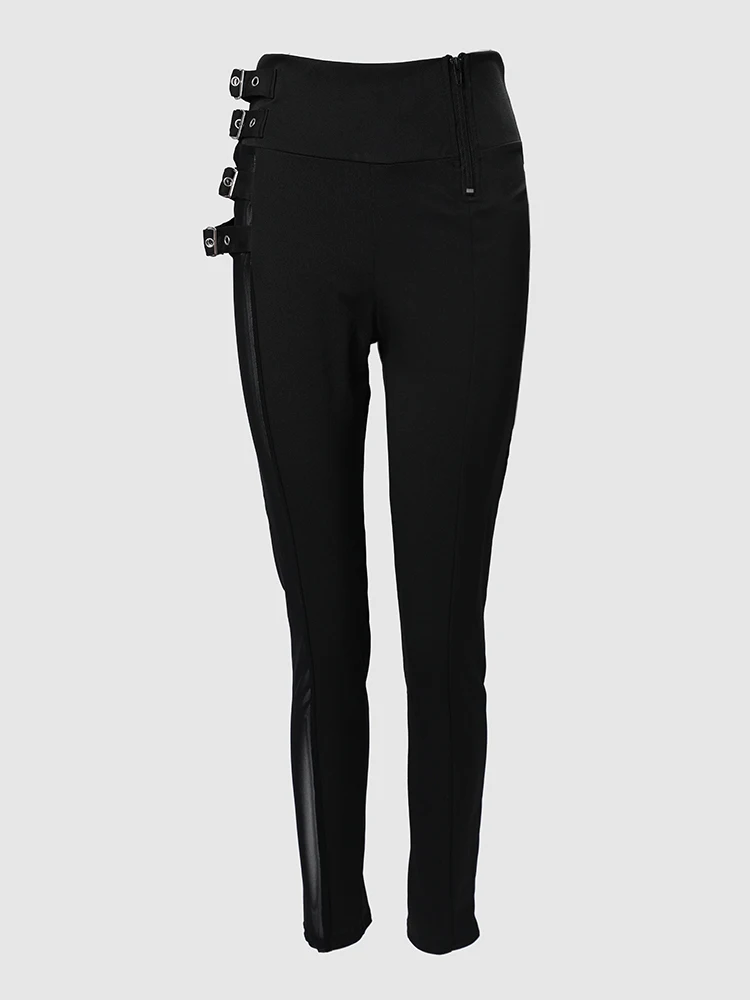 Сексуальные черные облегающие брюки на молнии осень 2023 женские модные