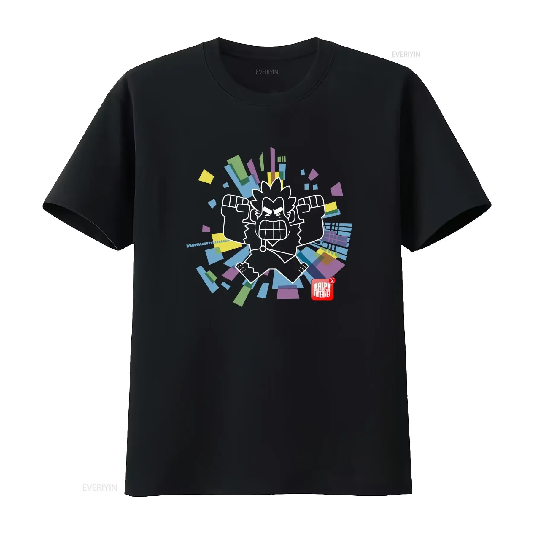 Фото Футболка Ralph Breaks the Internet для взрослых, новая, с дизайном Angry Line Art и эффектом Color Explosion, винтажная, с эффектом потертости, дышащая, в стиле стритвир №1