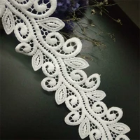 2 yard white micro fiber flower embroidered fabric lace trim ribbon handmade diy sewing supplies craft for costume decoration