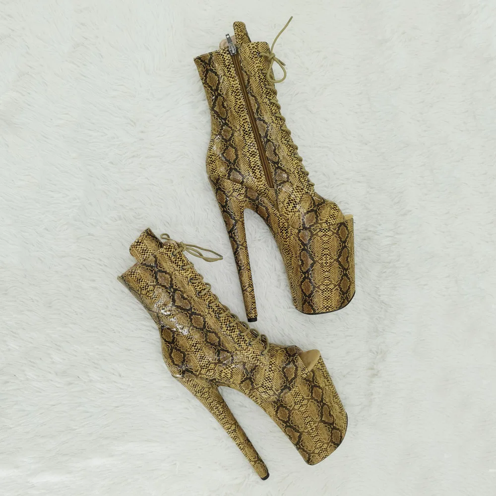 Leecabe  23CM/9inches  Snake  upper Open Toe Sexy boots  High Heels Platform Pole Dance shoes
