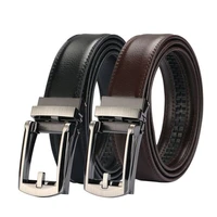 two layer cowhide fake pin buckle belt new version of solid color total automatic buckle men business office multi purpose belt