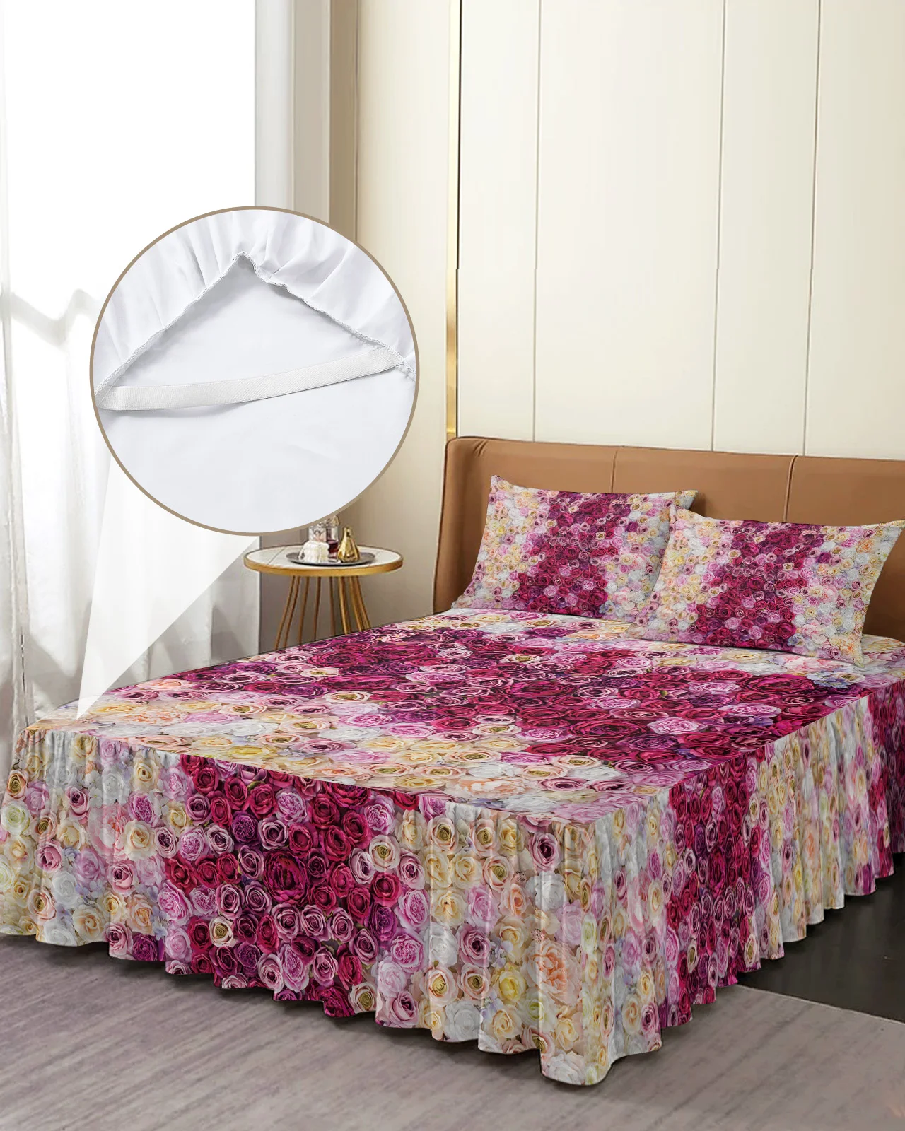 

Эластичное покрывало на кровать с изображением розы на День святого Валентина, с наволочками, защита для кровати, наматрасник, Комплект постельного белья, простыня