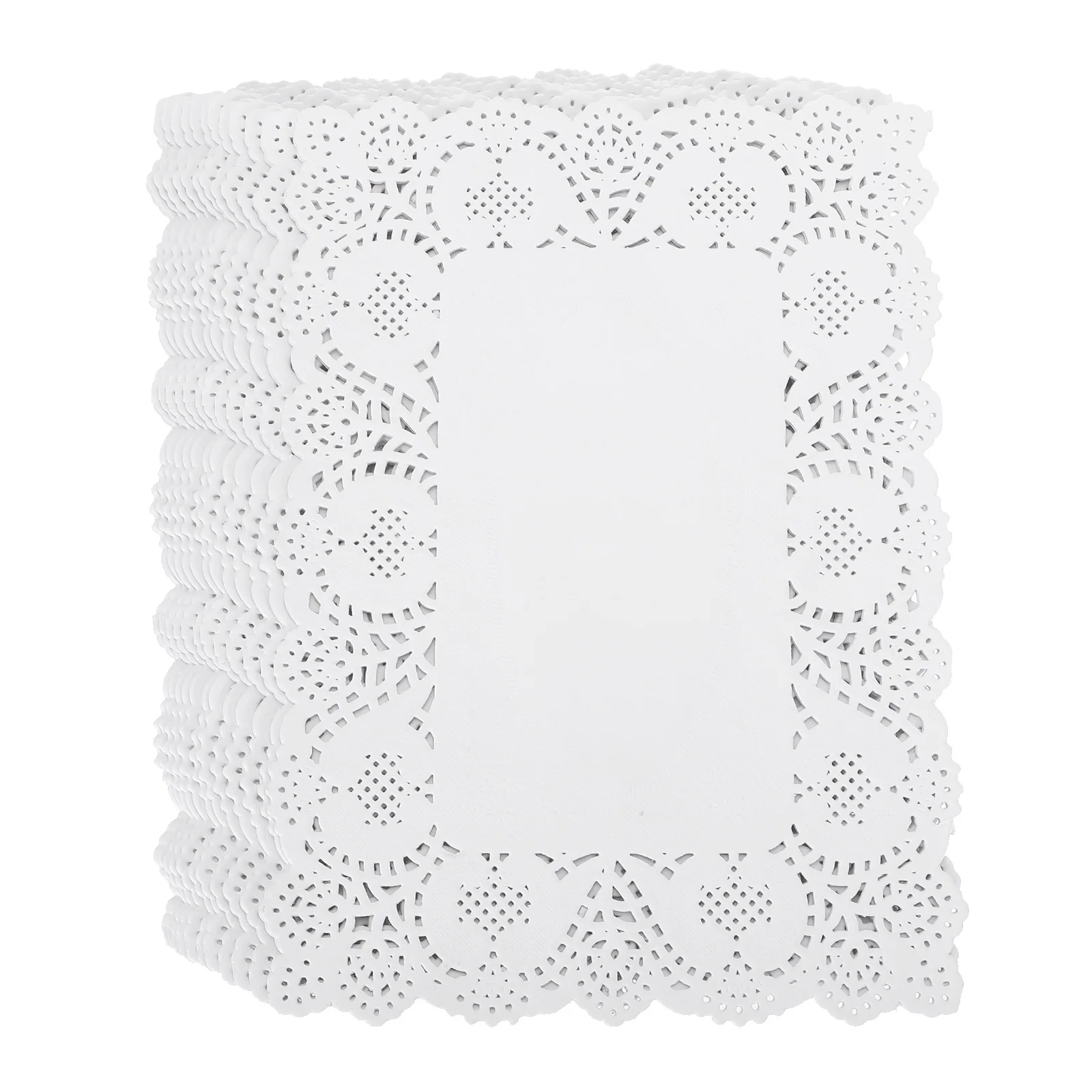 

Paper Doilies Lace Placemats White Disposable Rectangular Cake Mat Desktop Decorative Pad Valentine Tabletop Coasters Dollies