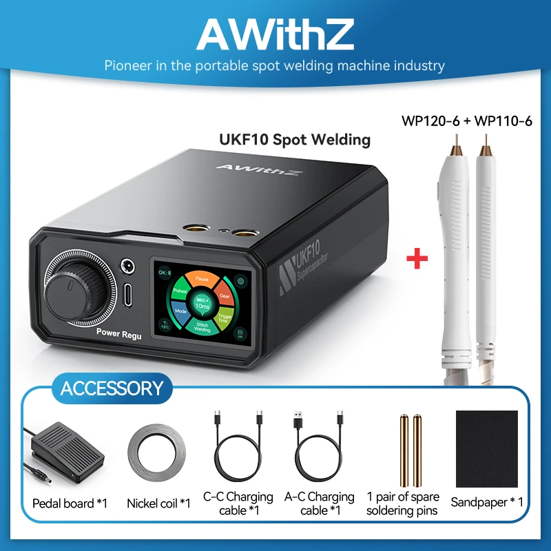 

AWithZ UKF10 Аппарат для точечной сварки с конденсатором Super Farad 18650, литиевая батарея, сделай сам, сварка никелевого листа