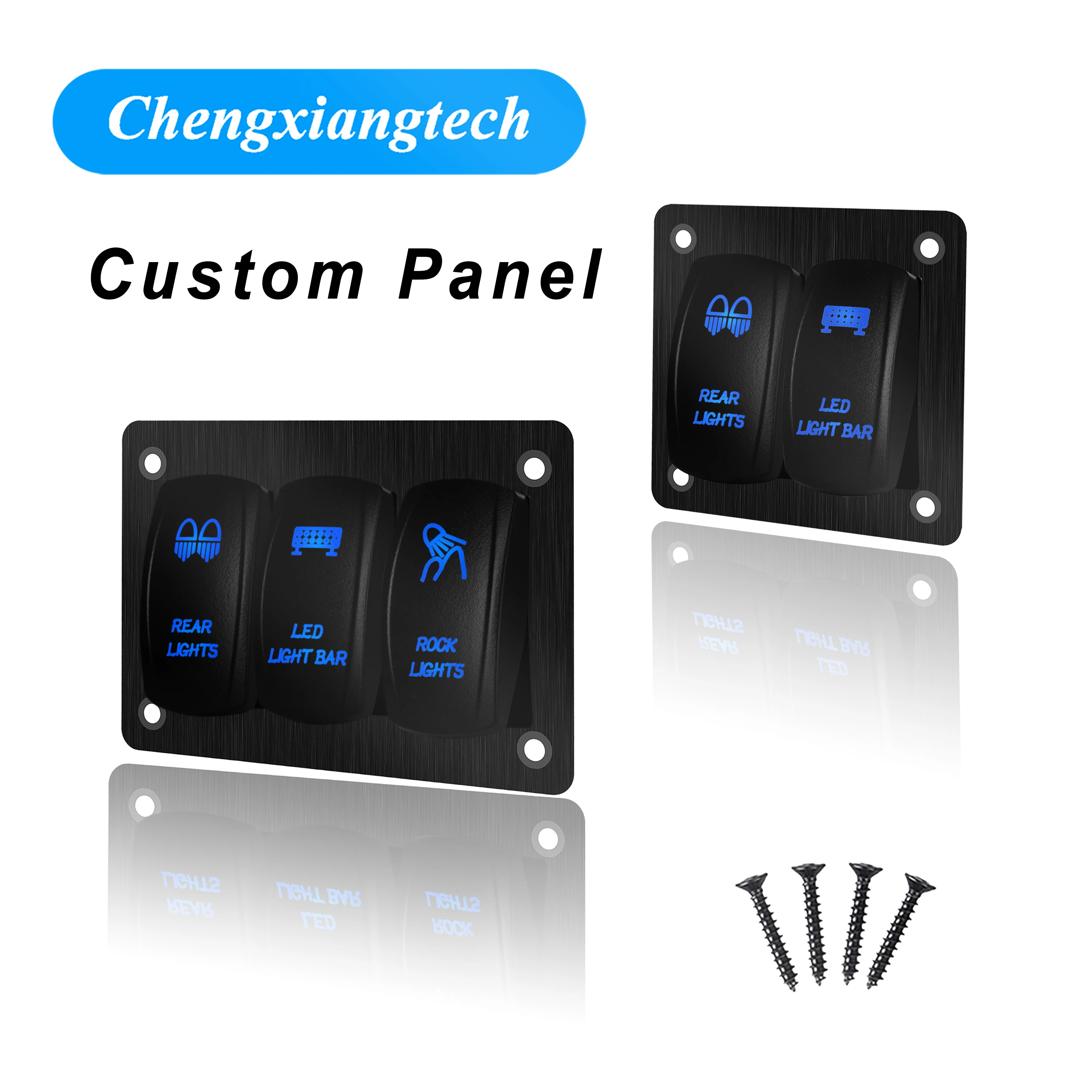 

CUSTOM Aluminum Laser Rocker Toggle Switch Panel Waterproof IP68 12/24V Pre-wired for ATV Camper Off Road Car Boat