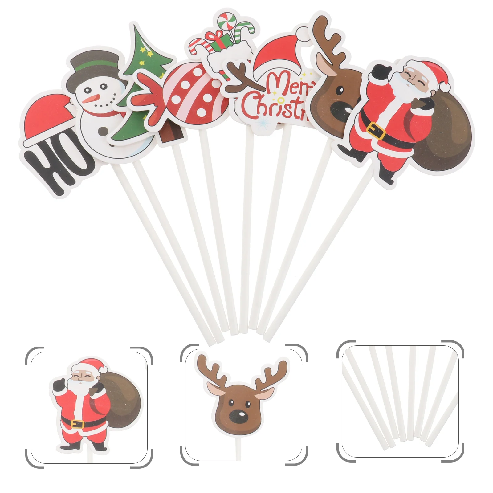 

Christmas Cake Picks Cupcake Toppers Decorations Dessert Fruit Merry Party Toothpicksappetizers Santa Tree