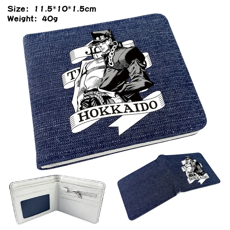 E-Mell JOJO's Bizarre Adventure Stone Ocean Jolyne Cujoh Leone Abbacchio Noriaki Rohan Kujo Jotaro Kakyoin Denim Folding Wallet